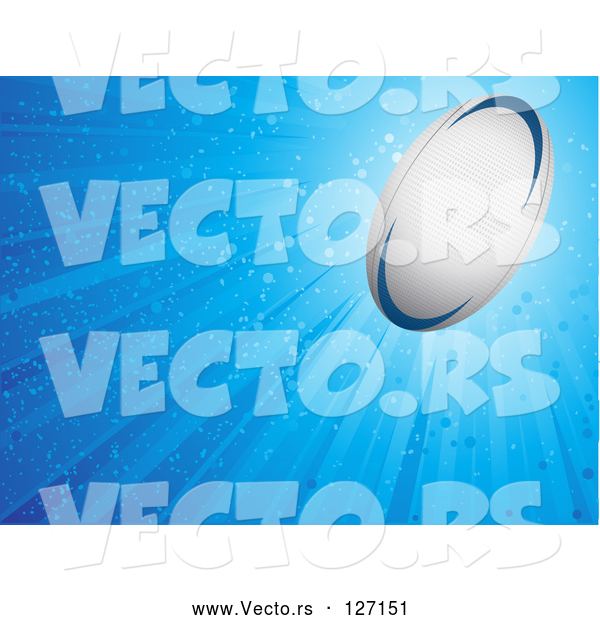 Vector of Shining Sparkly Blue Background with a Rugby Ball