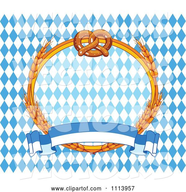 Vector of Soft Pretzel and Wheat Oktoberfest Frame over Diamonds with a Banner