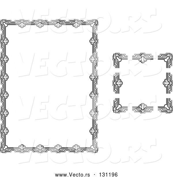 Vector of Stationery Border with Ornate Designs