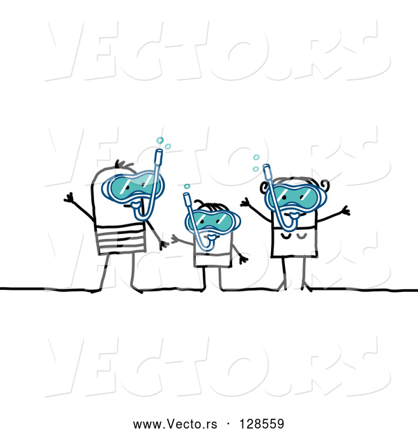 Vector of Stick People Character Family Snorkeling
