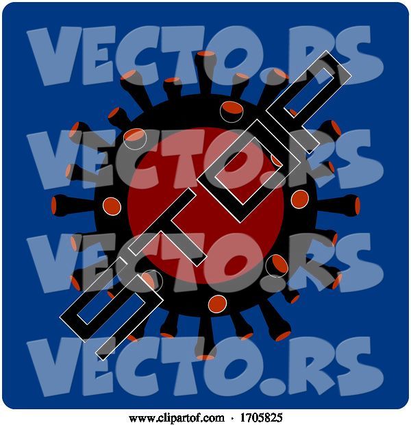 Vector of Stop Virus Icon on Blue Background