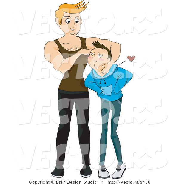 Vector of Strong Gay Man Scruffing up His Boyfriend