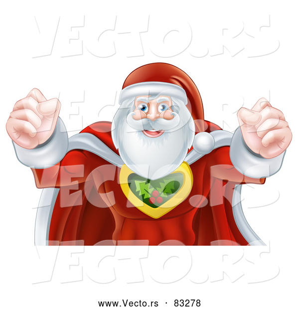 Vector of Strong Super Hero Santa Flexing Muscles