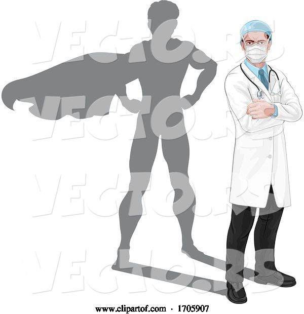 Vector of Superhero Shadow Super Hero Mask Doctor Concept