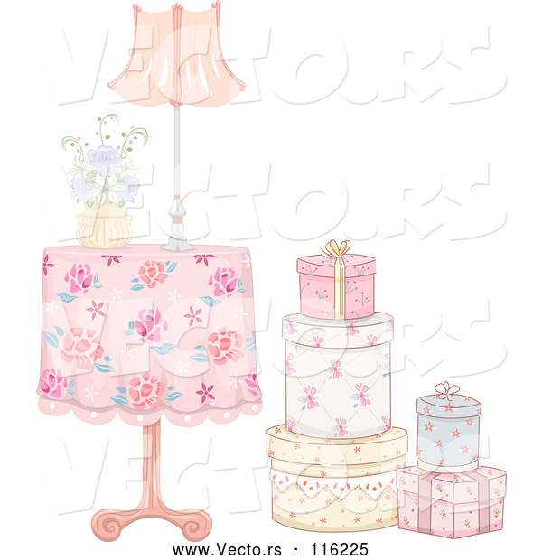 Vector of Table with a Stack of Gift Boxes