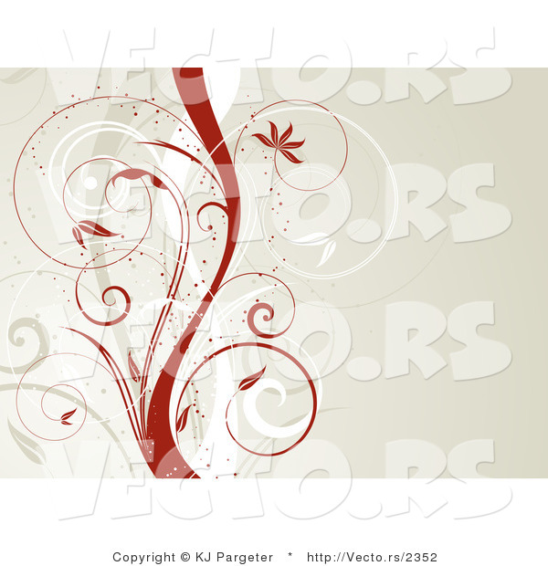 Vector of Tan, White and Red Vines over Beige Background Design