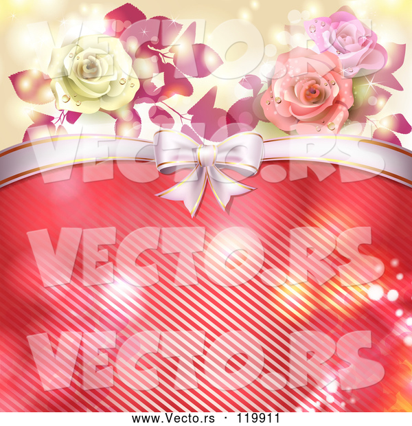 Vector of Valentines Day or Wedding Background with Roses and Hearts 4