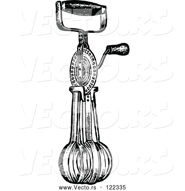 Vector of Vintage Black and White Egg Beater Whisk Mixer 1