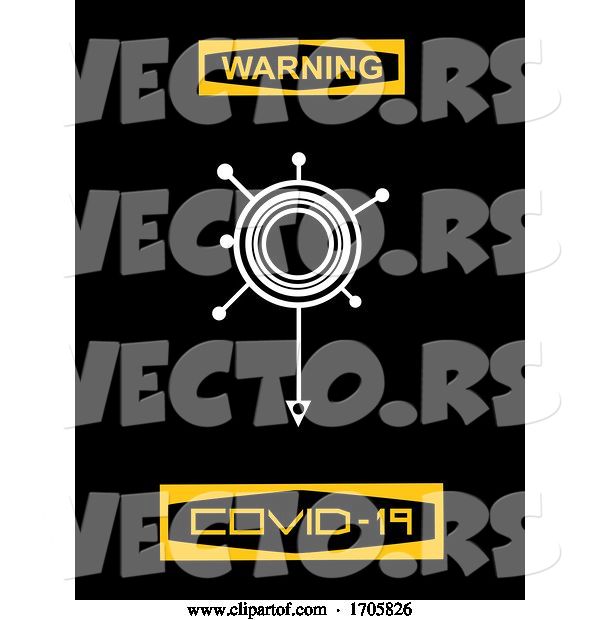 Vector of Warning Covid 19 Sign with Virus Logo