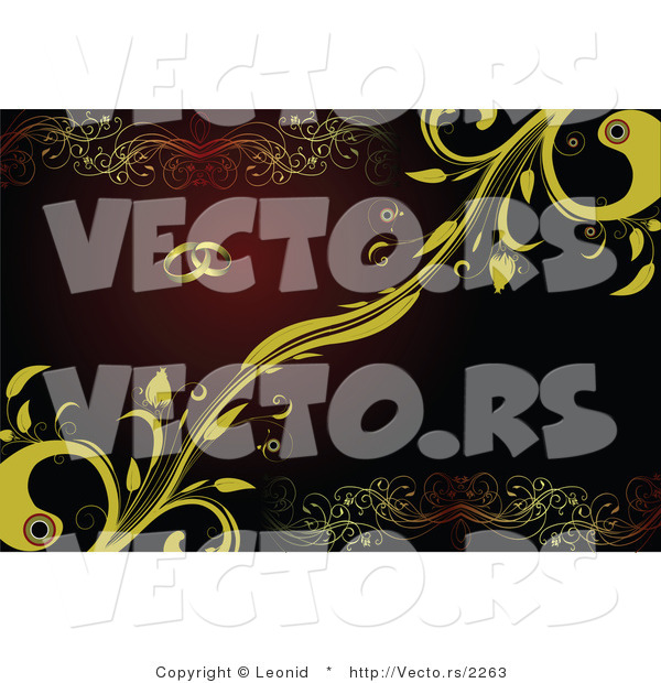 Vector of Wedding Ring Beside Yellow Vines - Background Design