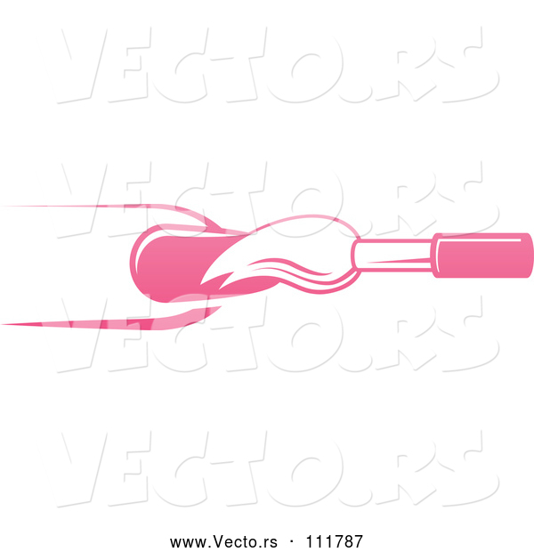Vector of White and Pink Nail Polish Brush and Finger