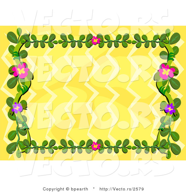 Vector of Yellow Background with a Floral Vines
