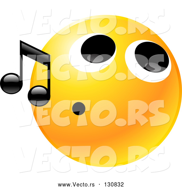 Vector of Yellow Emoticon Face with a Tight Mouth, Whistling Tunes