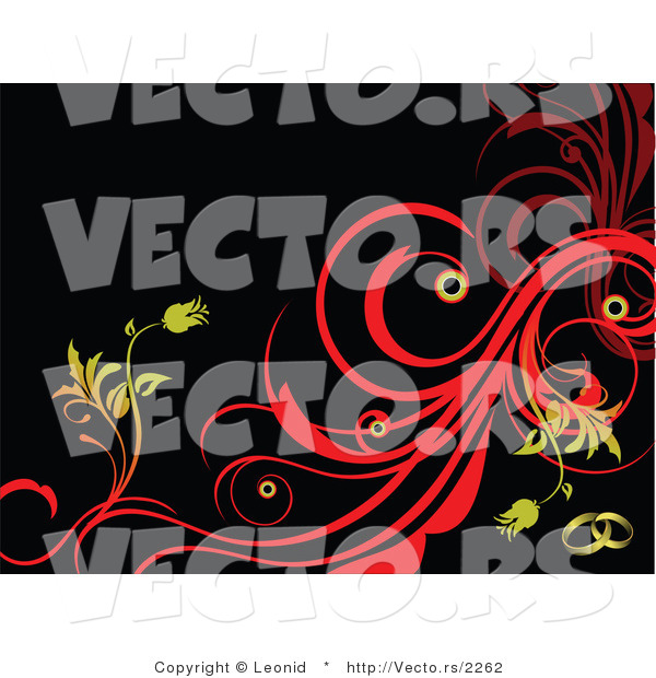 Vector of Yellow Red Floral Background