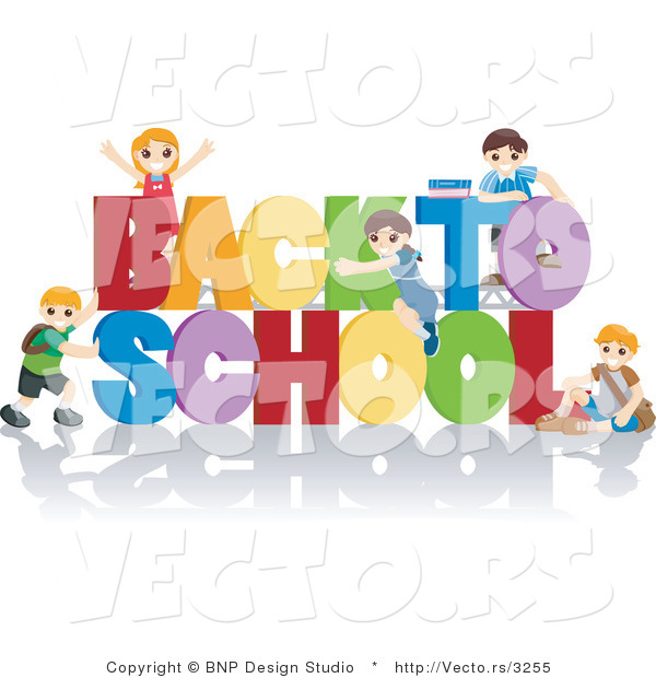 Vector of Young Kids Playing on Back to School Sign