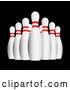 3d Vector of Bowling Pins over Black Background by KJ Pargeter