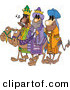 Cartoon Vector of a 3 Wise Men Wearing Shades and Riding Camels by Toonaday