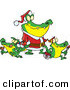Cartoon Vector of a Alligator Santa with His Family of Baby Gators by Toonaday