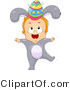 Cartoon Vector of a Baby Boy Wearing Bunny Costume While Balancing an Easter Egg on His Head by BNP Design Studio