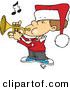 Cartoon Vector of a Boy Playing Christmas Tunes with Trumpet by Toonaday