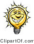 Cartoon Vector of a Bright Cartoon Lightbulb Mascot Smiling by Chromaco