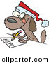 Cartoon Vector of a Brown Dog Writing Letter to Santa by Toonaday