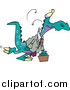Cartoon Vector of a Business Dinosaur Carrying a Briefcase by Toonaday