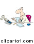 Cartoon Vector of a Busy Accountant Using a Calculator at His Desk by Toonaday