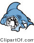 Cartoon Vector of a Cartoon Blue Shark Mascot Attacking by Chromaco