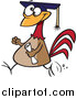 Cartoon Vector of a Chicken Graduate with a Cap and Diploma by Toonaday