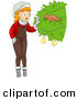 Cartoon Vector of a Christmas Girl Finding a Partridge in a Pear Tree by BNP Design Studio