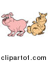 Cartoon Vector of a Dirty Pig Laughing at Undirty Pig by LaffToon