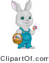 Cartoon Vector of a Easter Bunny with Basket Full of Eggs by BNP Design Studio