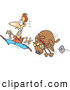 Cartoon Vector of a Frightened Man Running from a Big Mad Dog by Toonaday
