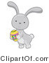 Cartoon Vector of a Gray Rabbit with Easter Egg by BNP Design Studio
