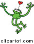 Cartoon Vector of a Green Grinning Love Frog with Long Arms and Legs by Zooco