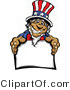 Cartoon Vector of a Grinning Cartoon Uncle Sam Holding Blank Sign by Chromaco