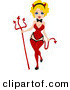 Cartoon Vector of a Halloween Devil Pinup Girl Wearing a Red Costume with a Pitchfork by BNP Design Studio