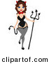 Cartoon Vector of a Halloween Devil Pinup Girl with a Pitchfork by BNP Design Studio