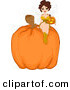 Cartoon Vector of a Halloween Fairy Pinup Girl Sitting on a Giant Pumpkin by BNP Design Studio