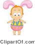 Cartoon Vector of a Happy Baby Boy Wearing Easter Egg Costume with Bunny Ears by BNP Design Studio