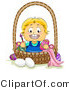 Cartoon Vector of a Happy Baby Painting Easter Eggs in a Basket by BNP Design Studio