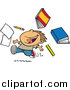 Cartoon Vector of a Happy Boy Tossing School Supplies While Running by Toonaday