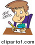 Cartoon Vector of a Happy Boy Writing Letter to Santa by Toonaday