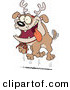 Cartoon Vector of a Happy Christmas Bulldog Wearing Reindeer Antlers by Toonaday