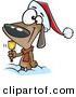 Cartoon Vector of a Happy Christmas Dog Ringing a Bell for Donations by Toonaday