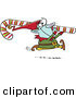 Cartoon Vector of a Happy Christmas Elf Carrying Big Candy Cane by Toonaday