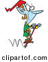 Cartoon Vector of a Happy Christmas Elf Jumping on Pogo Stick Toy by Toonaday