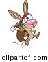 Cartoon Vector of a Happy Christmas Rabbit Delivering Bag Full of Carrots by Toonaday
