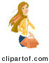 Cartoon Vector of a Happy Dirty Blond Girl Shopping by BNP Design Studio